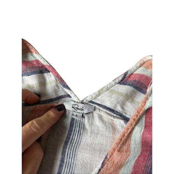 RAILS  Wren Linen Dress Cover Up  size S Marrakesh Pink Orange Blue Stripe Beach - Picture 5 of 10